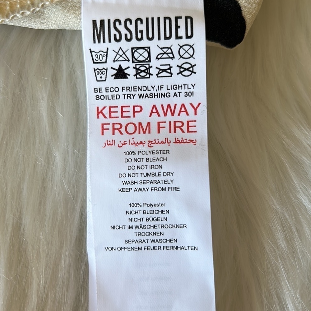 NWT Missguided Asymmetrical Cream and Black Animal Print Skirt Size 10 - Picture 9 of 9